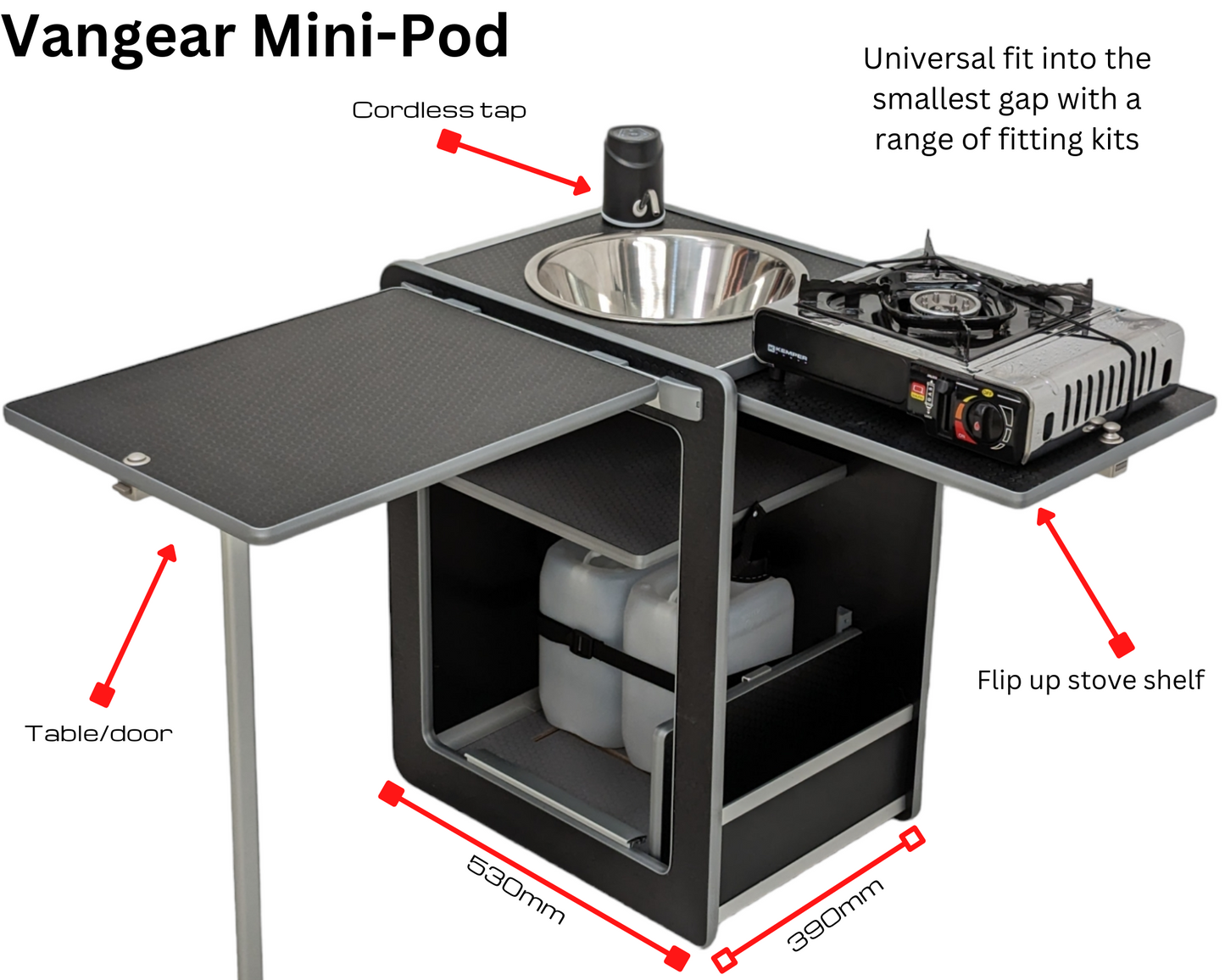 Vangear Mini-Pod Campervan Kitchen Pod-Grey